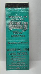 Copertina fiammiferi vintage ARSENAL INN AND MOTEL Hotel Elizabethtown New York NY - Foto 1 di 2