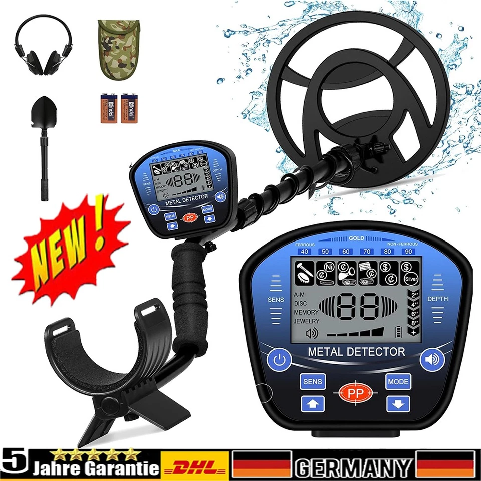 MARKENLOS Profi LCD-Display Metalldetektor Metallsuchgerät Gold Metal Detector Wasserdicht