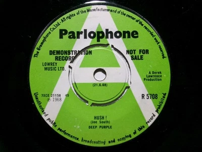 DEEP PURPLE HUSH ! ONE MORE RAINY DAY PARLOPHONE R 5708 IAN GILLAN RARE PROMO - Image 1 of 2