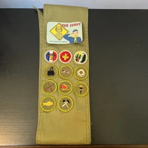 Vintage 60s-70s Boy Scout Sash with Patches and 1964 Registration Card Alabama - Picture 1 of 14