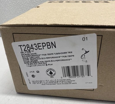 Moen T2843EPBN Glyde Tub Shower Faucet, Rainshower Showerhead, Brushed Nickel - Image 1 of 4