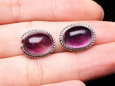 8.6g 2Pcs Natural Purple Clear Fluorite Quartz Crystal Gemstone Crystal Pendant - Image 1 of 4