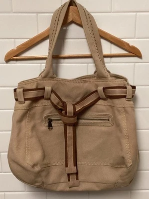 Bolsa de ombro feminina 1969 Gap Lg bolsa de lona pesada cáqui bronzeada - Imagem 1 de 4