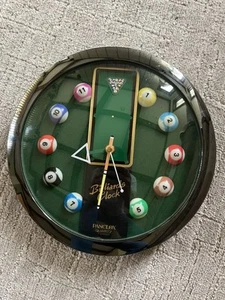 Vtg Wall Clock 1980s-90s Billiards Pool Table Balls Panclox Quartz Bar Man Cave - Picture 1 of 3