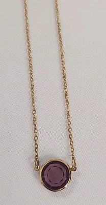 Collar Colgante Vintage Avon Tono Dorado Cristal Vidrio Púrpura Firmado Foto 1 de 4