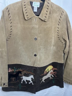 Chaqueta de caballo de gamuza occidental bordada de cuero The Quaker Factory de colección grande Foto 1 de 4