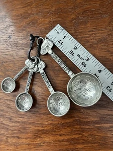 GANZ Cat Go Meow Metal Measuring Spoons 4 Piece Set Kitty Silver - Picture 1 of 6