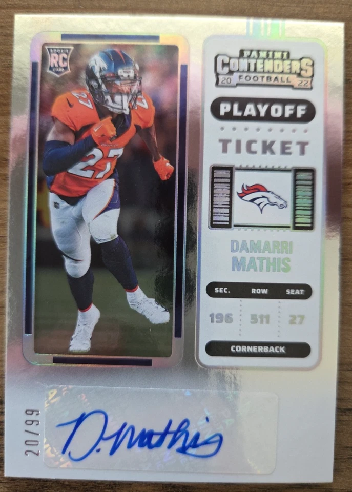 2022 Panini Contenders #206 Damarri Mathis Playoff Ticket #/99 Carolina Panthers - Image 1 of 2