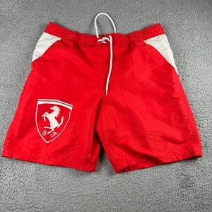 Puma Ferrari Men’s Red Swim Shorts Shield Logo Drawstring Pockets Large - Picture 1 of 7