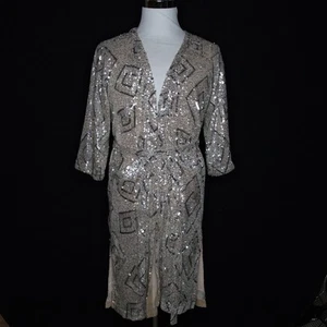 NWT Anthropologie Skies Are Blue Belted Sequin Duster Jacket Sz XS / Small - Picture 1 of 9