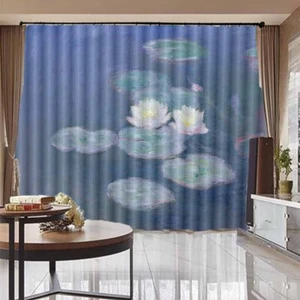 Hojas de loto envolventes bloqueo 3D foto impresión cortina tela cortinas ventana - Imagen 1 de 10