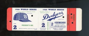 1956 World Series Ticket Game 2 | Full Ticket | Red | Brooklyn Vs. New York - Picture 1 of 2
