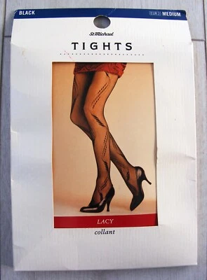 Fabulosas Medias Medianas Vintage Años 80 Marks & Spencer Negro Encaje/Encaje Foto 1 de 4