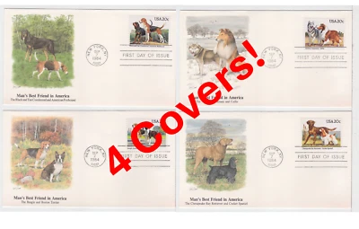 TurtlesTradingPost- American Kennel Club Dogs- 1984 #2098-2101 FDC Fleetwood- 4 - Image 1 of 4
