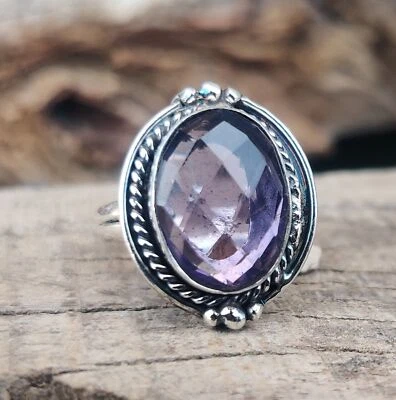 Purple African Amethyst Gemstone 925 Sterling Silver Handmade Ring All Size X-20 - Image 1 of 4
