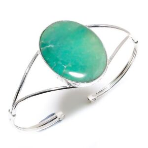 Green Apatite Gemstone Handmade Silver Cuff Jewelry Bangle Adjustable MR-949
