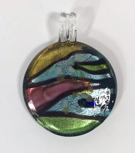 Mundgeblasener Glas Anhänger Mehrfarbig Rund Abstrakt Boho Kunst 2 Zoll - Bild 1 von 4