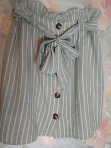 Falda a rayas GLAMOURUS A-line. Verde claro/gris y blanco. forrado. Talla 4 - Imagen 1 de 6
