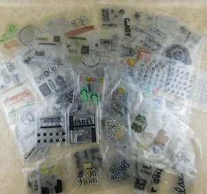 HUGE MIXED LOT -- MINI Clear / Solid Rubber Stamp - Arts / Crafts Scrapbook - Picture 1 of 9