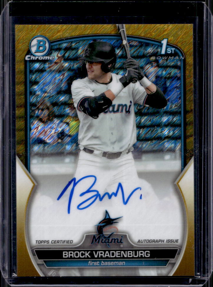 2023 Bowman Chrome Draft Brock Vradenburg 1st Gold Shimmer Refractor Auto #38/50