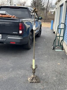 Vintage Floor Lamp Brass, Jadeite,  And  Marble - Picture 1 of 9