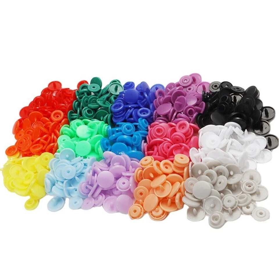 200 Sets T5 Resin Plastic Press Stud Snap Button Popper Fastener Diapers Clothes - Image 1 of 4