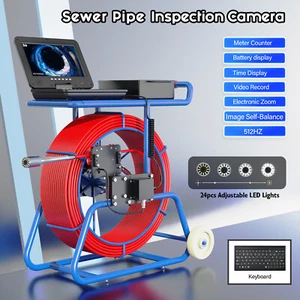 9mm Cable Sewer Pipe Inspection Camera 10" Screen + Self-Leveling 512HZ Locator - Picture 1 of 16