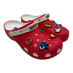 Crocs x Sonic The Hedgehog Classic Clog Mens 12 Red Slip On Sega Jibbitz Charms - Picture 1 of 9