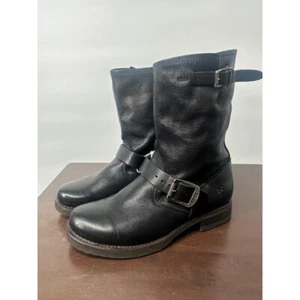 Stivaletto Frye Veronica corto nero in pelle con fibbia taglia 6B - Foto 1 di 11