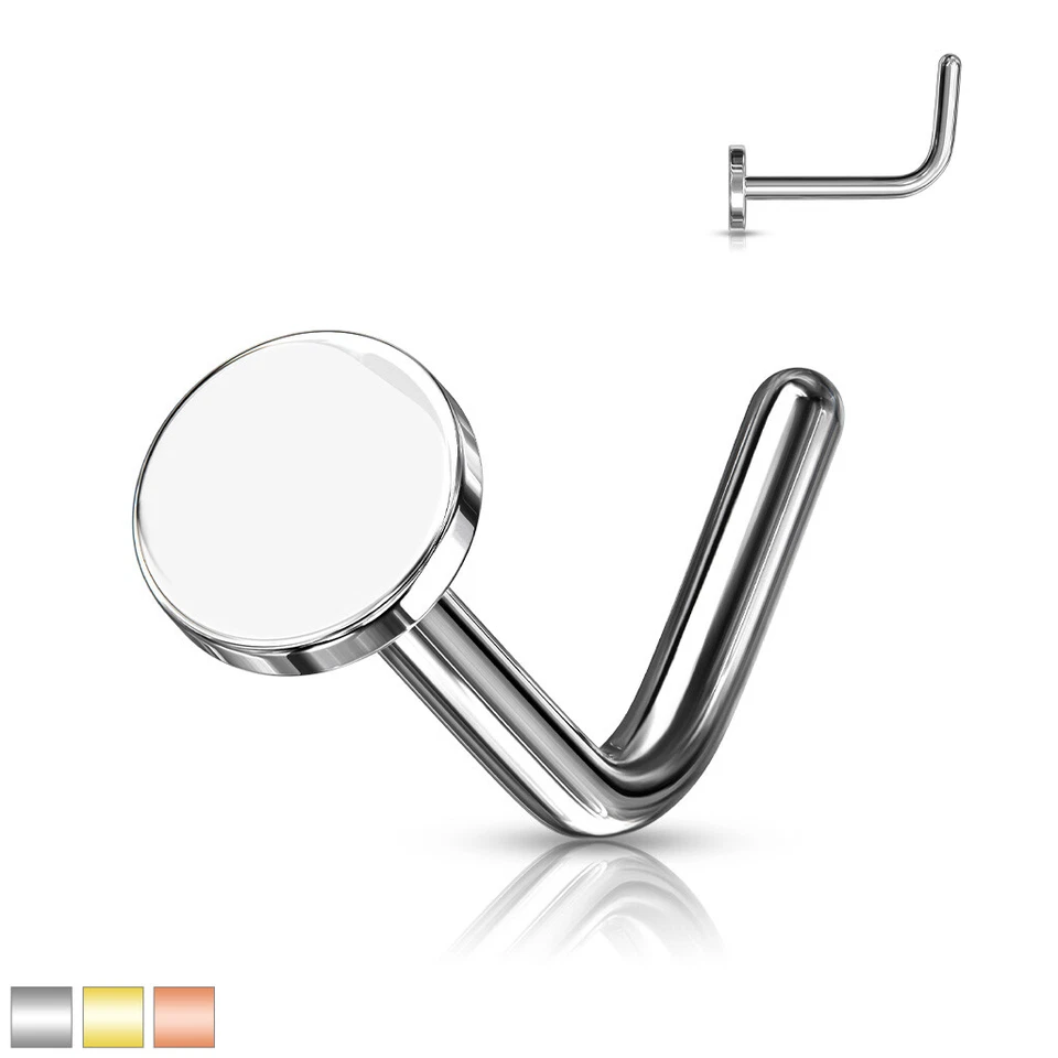 Anillo circular plano superior de acero quirúrgico L doblado nariz perno prisionero Foto 1 de 1