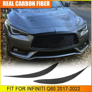 Fit For Infiniti Q60 2017-22 REAL CARBON Front Headlight Eyelids Eyebrows Cover - Picture 1 of 9