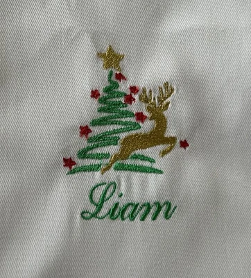 Personalised Embroidered Christmas Tree Cotton Napkins - Image 1 of 2