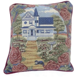 Throw Pillow Country Farmhouse Red Blue and Green 11" x 11" x 4" - Picture 1 of 4
