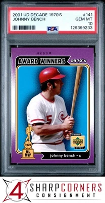 2001 年 UPPER DECK Decade 1970 年代 #141 约翰尼·本奇名人堂流行 2 PSA 10 — 第 1/2 张图片