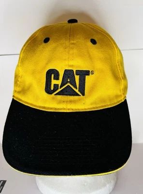 CAT Caterpillar Hat Yellow Black Bill Logo Adjustable Trucker Baseball Cap - Image 1 of 4