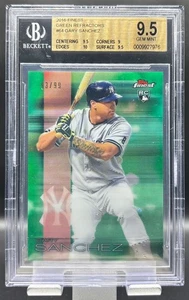 Topps Finest #64 Gary Sanchez Green Refractor #/99 BGS RC Rookie 2016 9,5 gema MT - Imagen 1 de 2