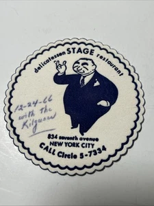 Vintage Stage Delicatessen Restaurant NYC Coaster 1966 - Imagen 1 de 8
