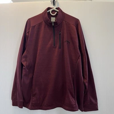 Callaway Golf Pullover Men's XL Burgundy Two Tone Fleece Lined 1/4 Zip Pockets Foto 1 de 4