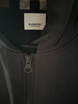 BURBERRY - AUTÉNTICO HOVE CHECK BORDADO LOGO S AZUL MARINO CREMALLERA SUDADERA CON CAPUCHA NUEVO con ETIQUETAS Foto 1 de 4
