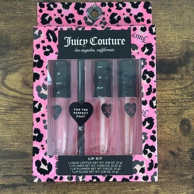 New Juicy Couture 4 Pck Liquid Lipstick Gloss Liner Plumper Gift Kit Set Pink - Image 1 of 2