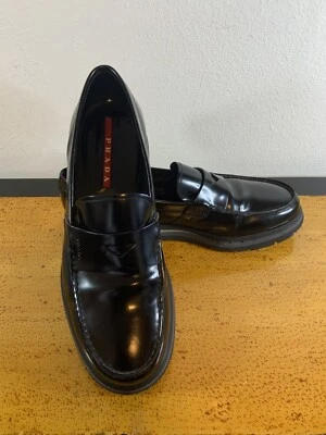 RARE Prada Patent Leather Wedge Sole Mens Loafers. PRADA 9 US10 - Image 1 of 4
