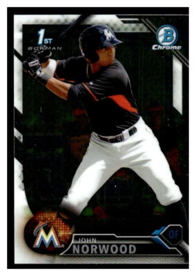 2016 Bowman Chrome Prospects John Norwood BCP27 Miami Marlins  Nm/Mt - Image 1 of 2