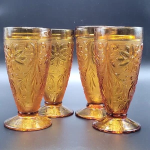 Juego de 4 vasos de agua/té helado con patas de vidrio ámbar Indiana Tiara 6 3/8" - Imagen 1 de 6