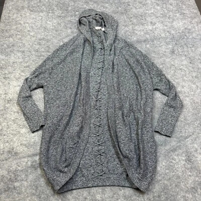 Fresh Produce Cardigan Sweater Womens S / M Gray Hooded Open Cotton Blend Knit - Image 1 of 4