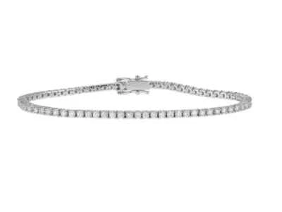 14K White Gold Plated Tennis Bracelet 3Ct Rd Cut Diamond Lab Created Women's 7" - Image 1 of 4