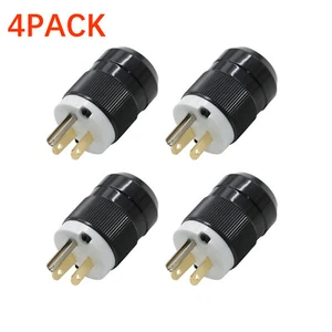 4 Pack 15A 125V For NEMA 5-15P STRAIGHT BLADE PLUG Industrial Grade - Picture 1 of 5