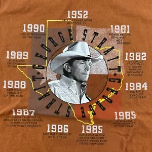 George Strait Shirt Mens XL Orange 90s Adult Country Time Wheel NOTES SKU3003 - Picture 1 of 10