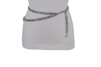 Mujeres Cintura de cadera Moda Cinturón estrecho Vacaciones Plateado Metal Cadena Eslabón Plus XL XXL Foto 1 de 4