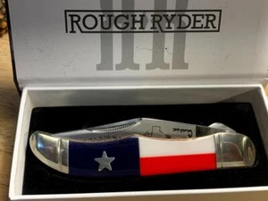 Rough Ryder Texas Star Red, White, Blue Folding Hunter 5 1/4" Pocketknife RR2503 - Picture 1 of 7