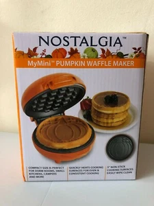 Nostalgia MyMini Pumpkin Waffle Maker Compact Size 5-Inch Waffles - Picture 1 of 6